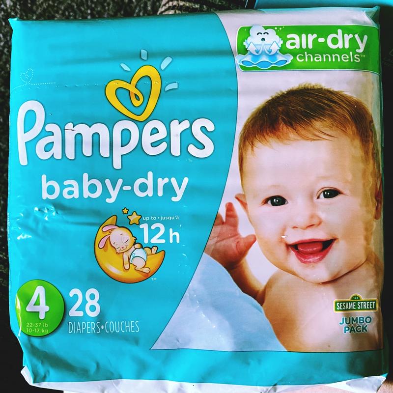 Pampers Baby Dry Diapers, Size 4 (22-37 lb), Sesame Street, Jumbo