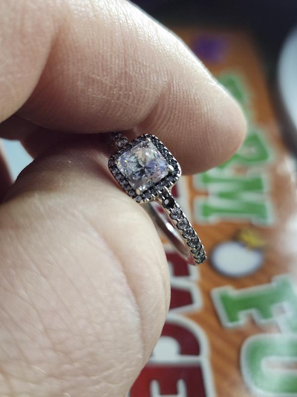 Square Sparkle Halo Ring Sterling silver Pandora US