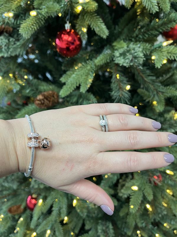 Clear Pavé Clip Charm | Rose gold plated | Pandora US