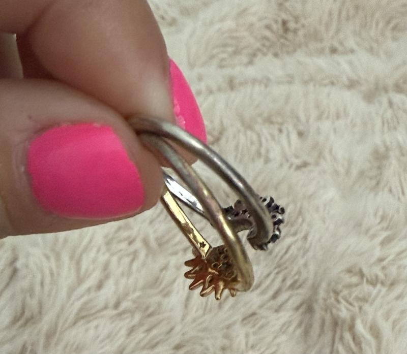 Celestial Sparkling Sun and Moon Ring Set