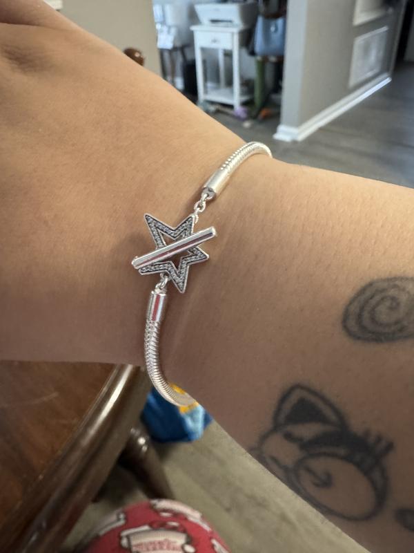 Pandora Moments Asymmetric Star T-bar Snake Chain Bracelet