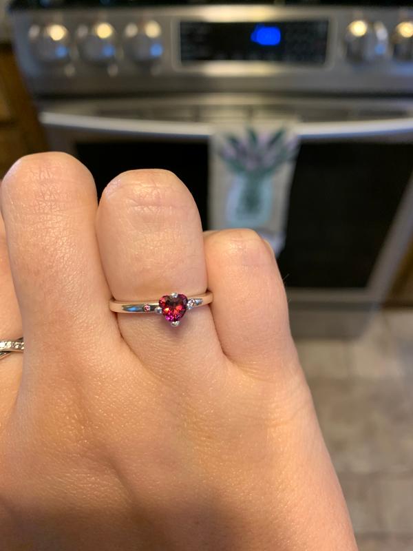 You Me Ring with Pink Heart CZ