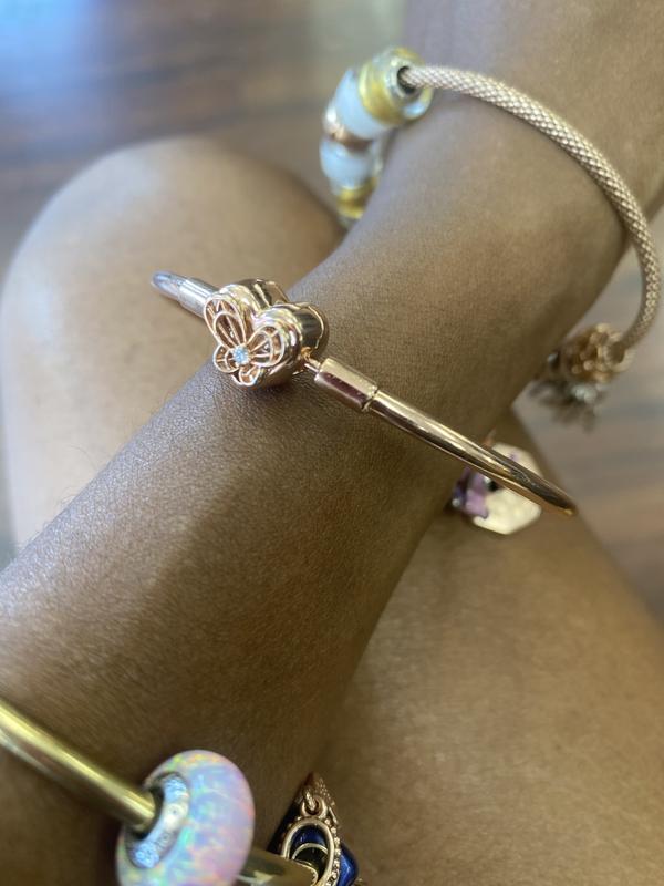 FINAL SALE - Pandora Moments Heart & Butterfly Bangle | Rose