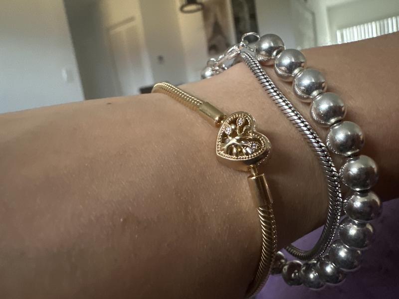 Family Tree Heart Clasp Snake Chain Bracelet | Gold plated