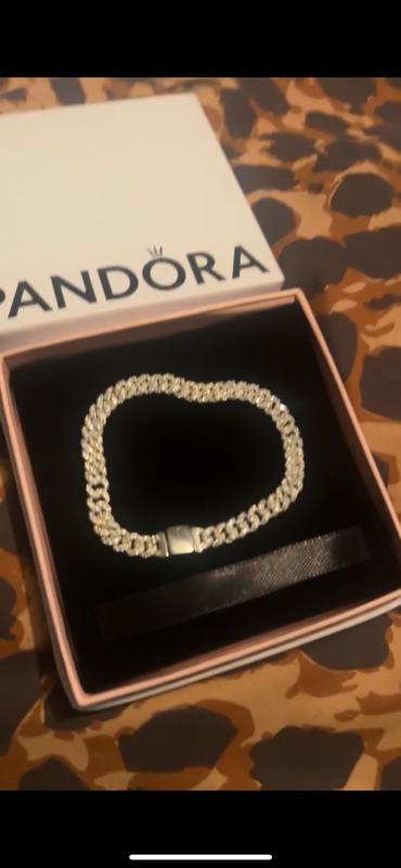 Pandora Timeless Pavé Cuban Chain Bracelet, Sterling silver