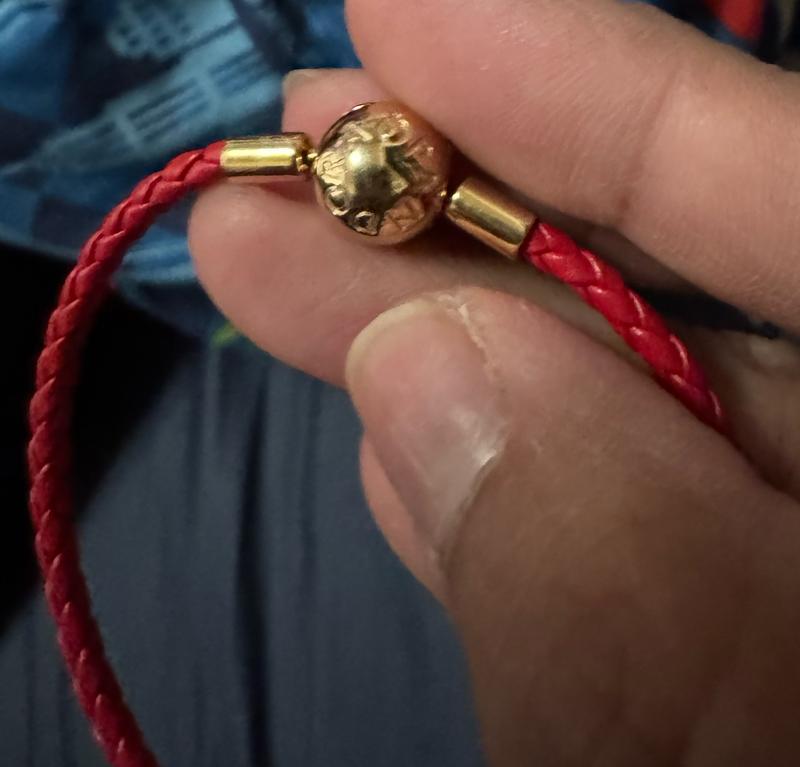 Pandora Moments Red Woven Leather Bracelet | Gold plated Pandora Moments Red Woven Leather Bracelet | Gold plated