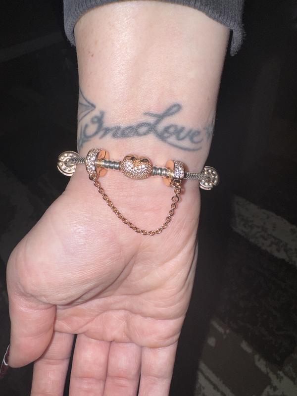 Clear Pavé Safety Chain Clip Charm | Rose gold plated
