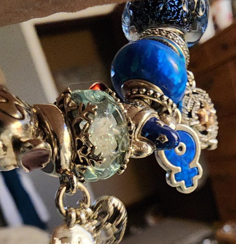 Winter Blue Snowflake Murano Charm | Pendant | Sterling