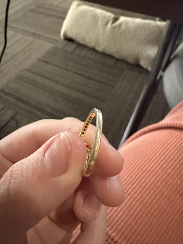 Double Heart Sparkling Ring | Gold plated | Pandora US Double Heart Sparkling Ring | Gold plated | Pandora US