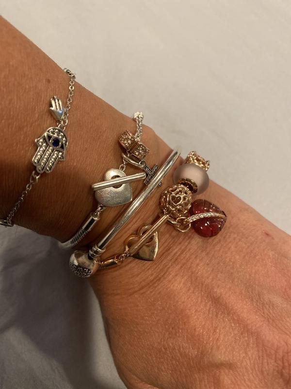Pandora Moments Heart T-Bar Snake Chain Bracelet | Rose gold