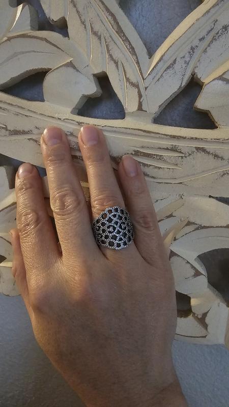 FINAL SALE - Shimmering Lace Ring, Clear CZ | Sterling