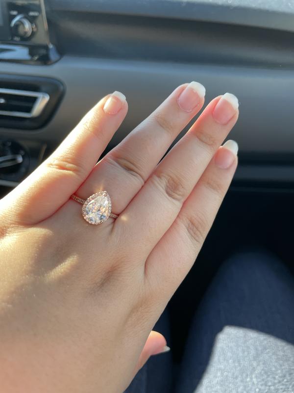 Gold Plated Pandora Rose Gold Teardrop Ring Pandora Cubic Zirconia