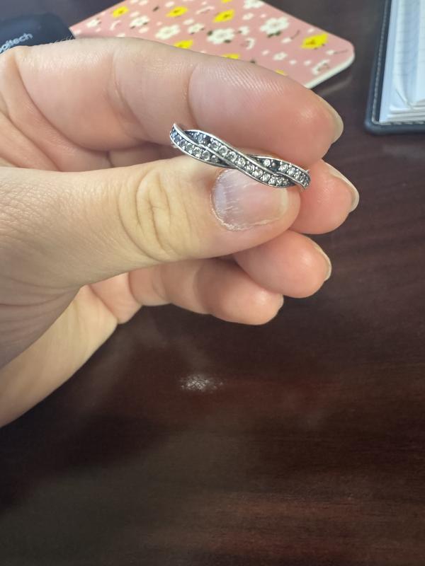 Twist Of Fate Stackable Ring with Clear CZ | Sterling silver