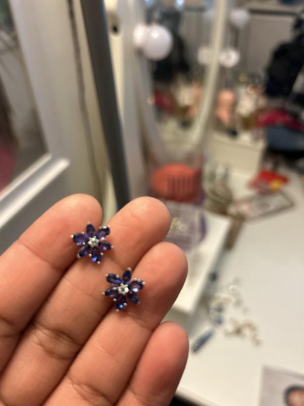 高評価のクリスマスプレゼント Blue Sparkling Herbarium Sterling | Earrings Stud Cluster トートバッグ