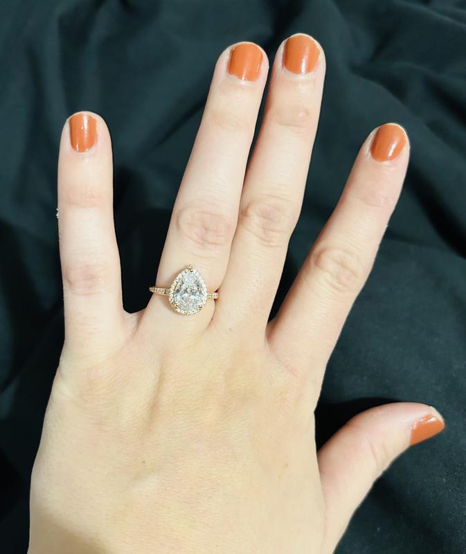 Sparkling Teardrop Halo Ring, Rose gold plated