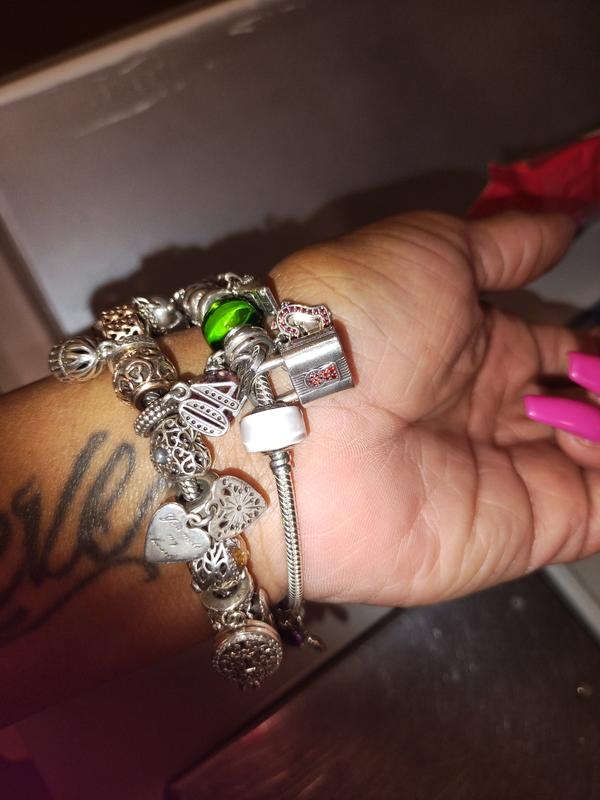 Silver Charm Bracelet with Heart Clasp | Sterling silver
