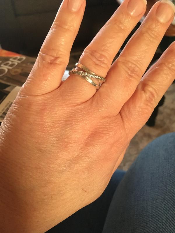 Crossover Pavé Triple Band Ring | Sterling silver | Pandora Canada