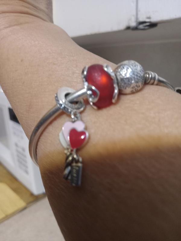 Frosted Red Murano Glass Hearts Charm Sterling silver Pandora Canada