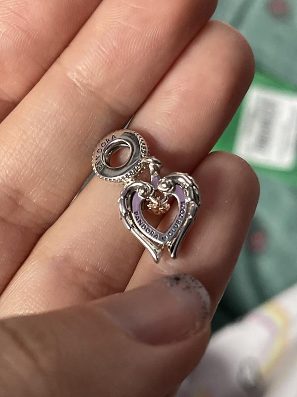 6 Assorted Color Euro Style Crystal Heart Dangle Charms B111e
