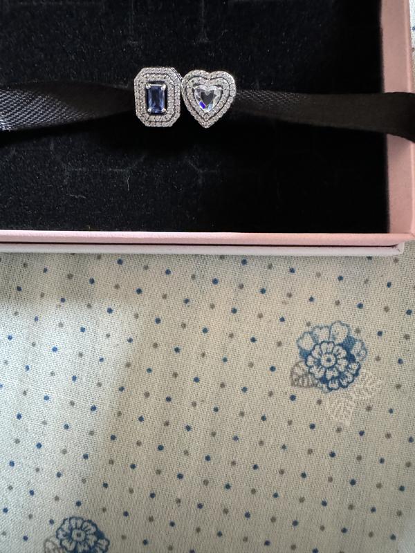 Blue Sparkling Leveled Rectangular Charm | Sterling silver