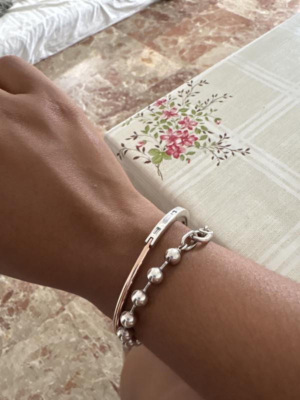 Pandora Signature Two-tone I-D Pavé Bangle | Two-tone