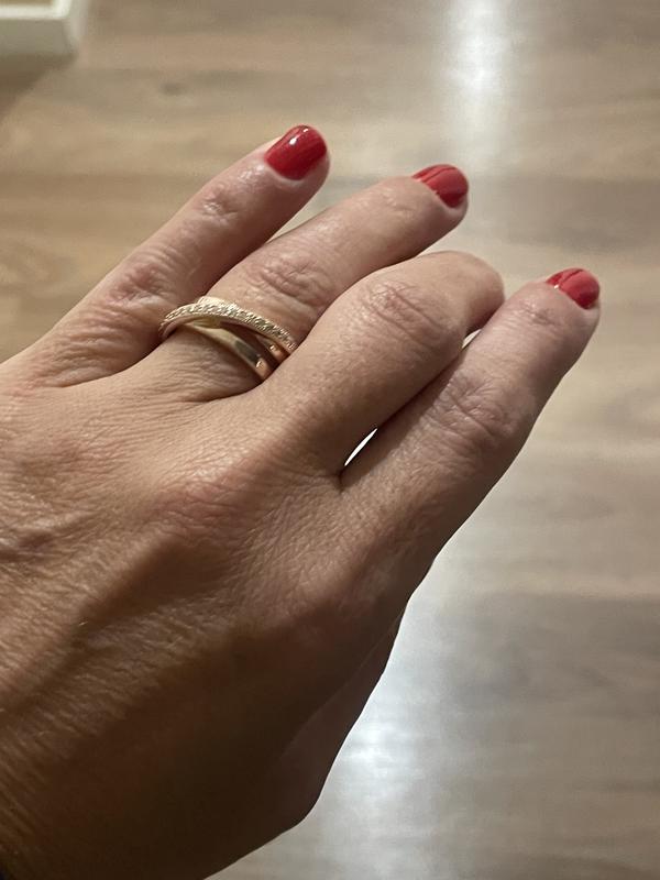 Crossover Pavé Triple Band Ring | Rose gold plated | Pandora US