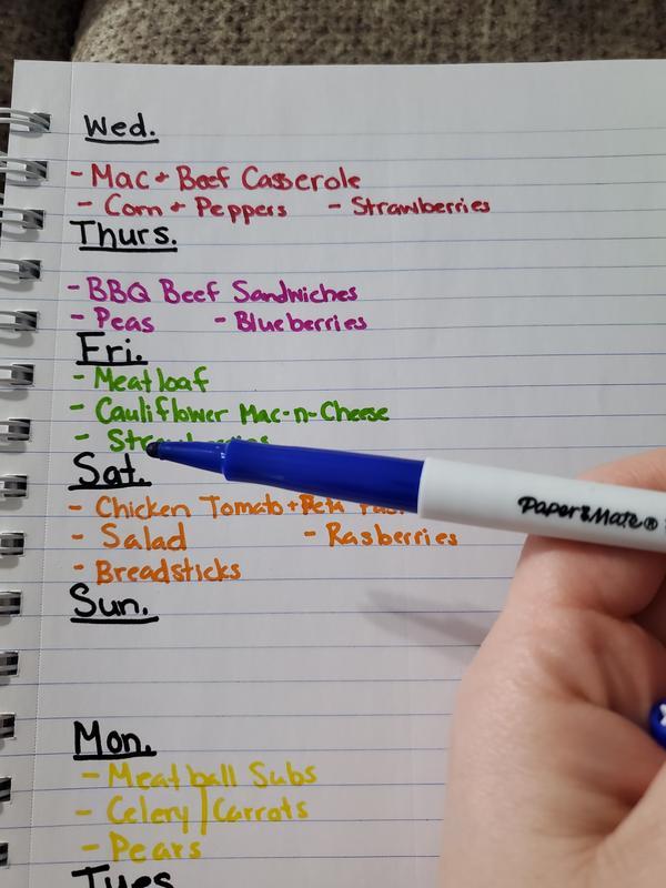 Meal planning with new bold pen