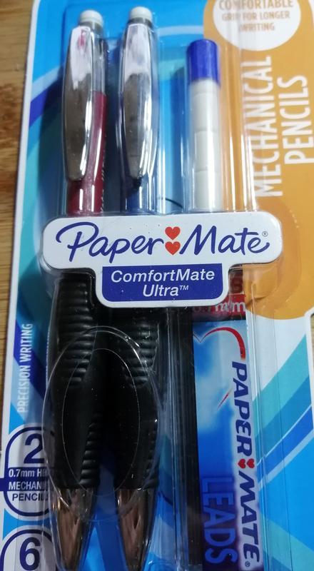 PAPER MATE 2 Pack ComfortMate Ultra .7mm Mechanical Pencils ~ Lead Set & Erasers 