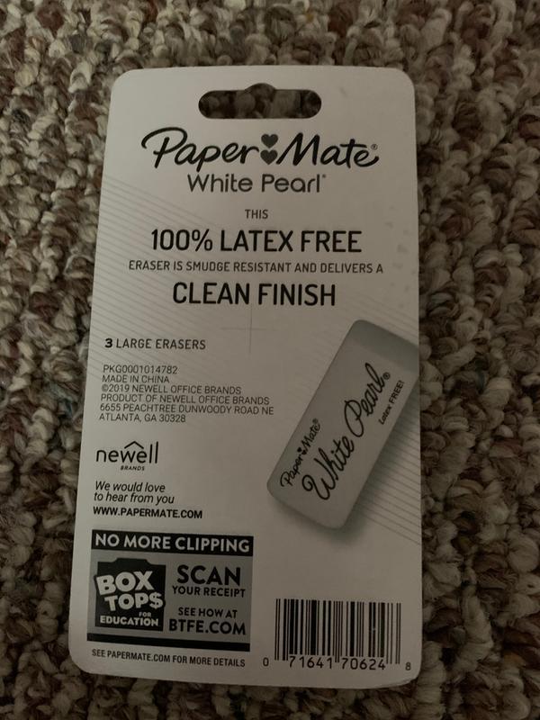 Paper Mate 70624 White Pearl Erasers, Large, 3 Count