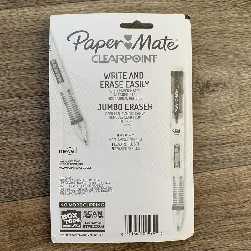 Clear Point Mechanical Pencils with Tube of Lead/Erasers, 0.5 mm, HB(#2),  Black Lead, Randomly Assorted Barrel Colors, 2/Pack - mastersupplyonline