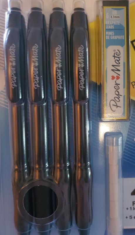 Paper Mate Profile Mech Mechanical Pencil Set, 0.7mm #2 Pencil Lead, Great  for Home, School, Office Use, Assorted Barrel Colors, 4 Pencils, 1 Lead  Refill Set, 5 Erasers 