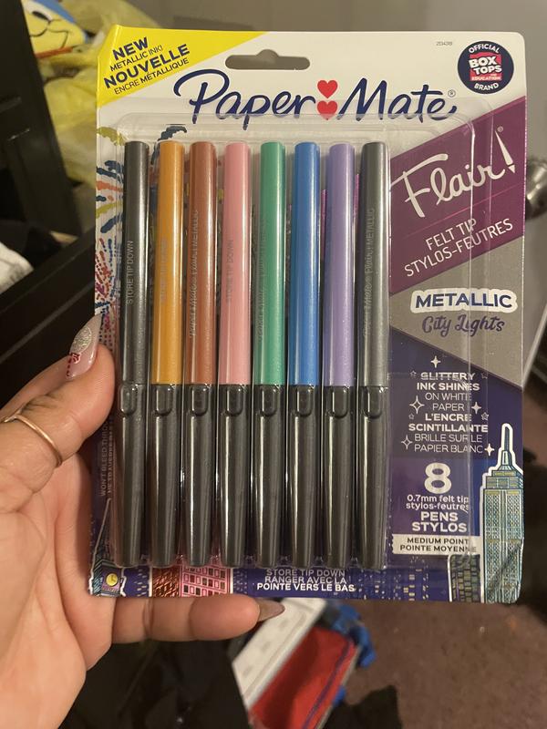 Paper Mate Flair Pens, Metallic Felt Tip Pens, City Lights, Glittery Ink  Shines on White Paper, Assorted Colors, 16 Count - Yahoo Shopping