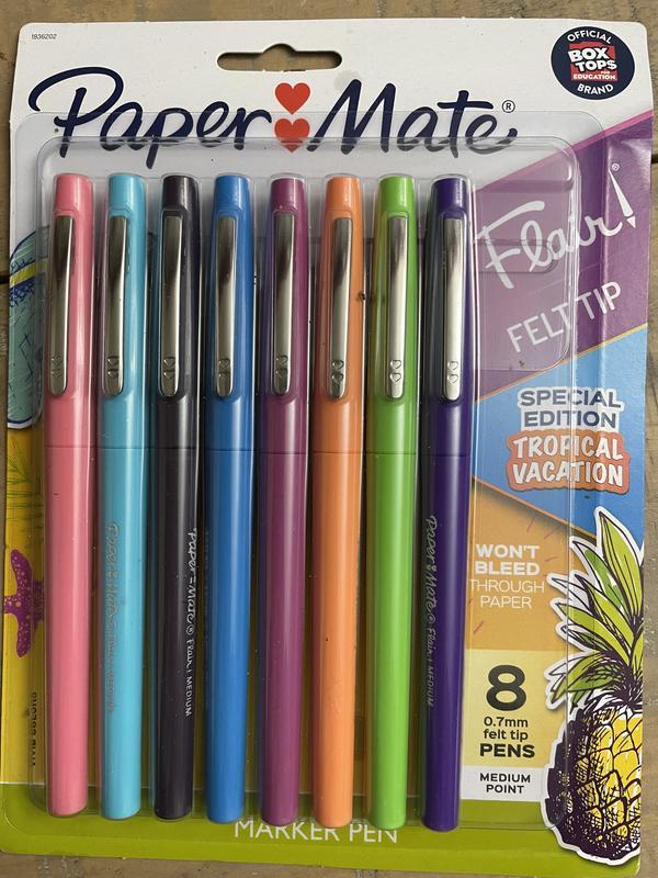 Pens that don't bleed as much. Michael's store brand bullet journal and  Paper Mate flair pens. : r/bulletjournal