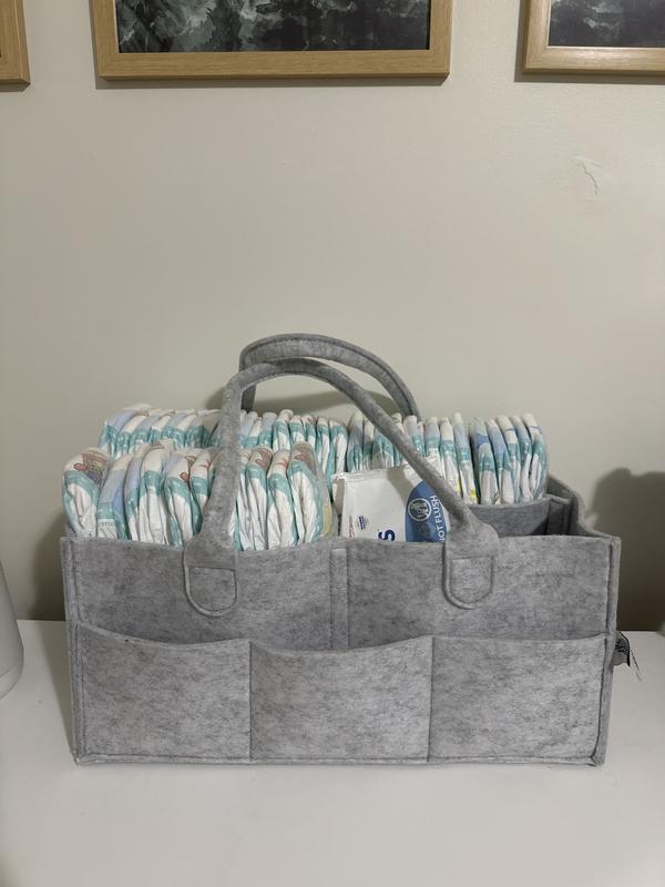 Customer photo for "We are obsessed with these diaper caddies!"
