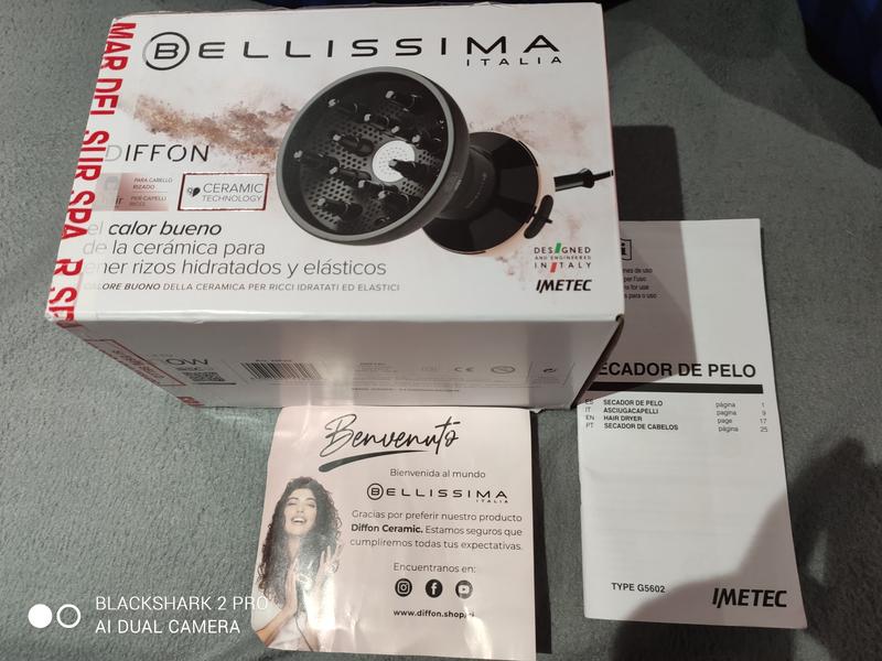 Imetec Bellissima Diffon DF1 1000 - Difusor de Aire Caliente para Cabello  Rizado 700W