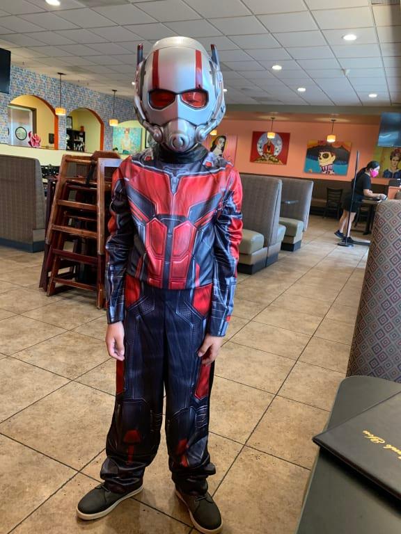 Ant Man eating quesabirria