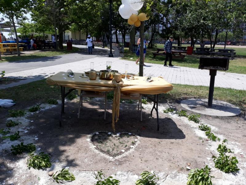 1 of 4 Balloon Clumps (65 balloons + helium fees)- strings were too tight to break/ cut/ slice apart.