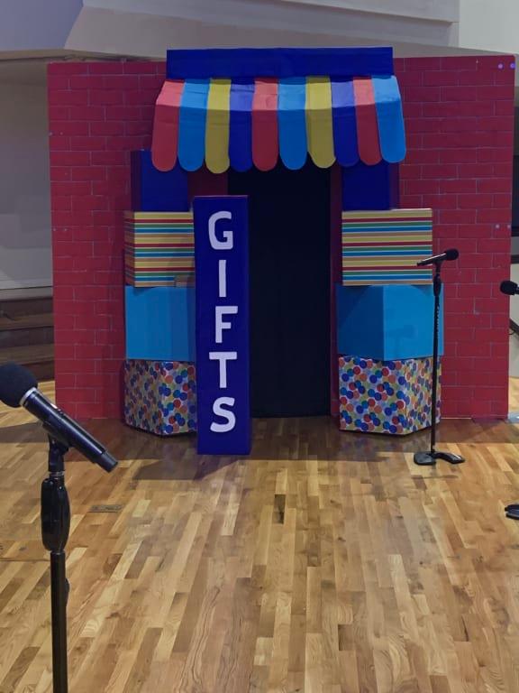 Awning made from the tablecloths I purchased