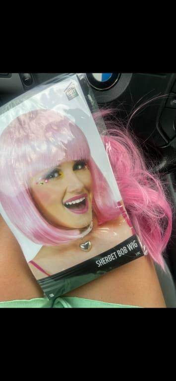 Sherbet Straight Bob Hair Wig Pink One Size Wearable Costume