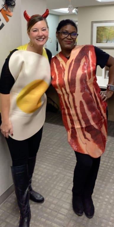 I wore a devil horn headband to be a "deviled" egg