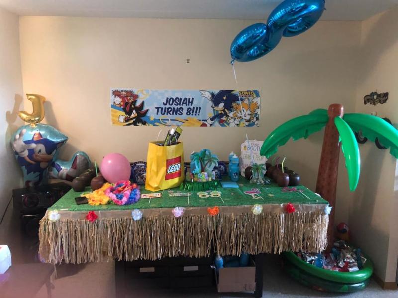 Setting up for my nephews birthday party..so far it's looking really good!