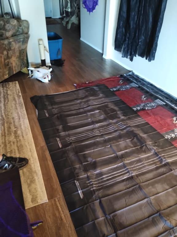 So you can see how much shorter the columns roll is. A good 2 feet.