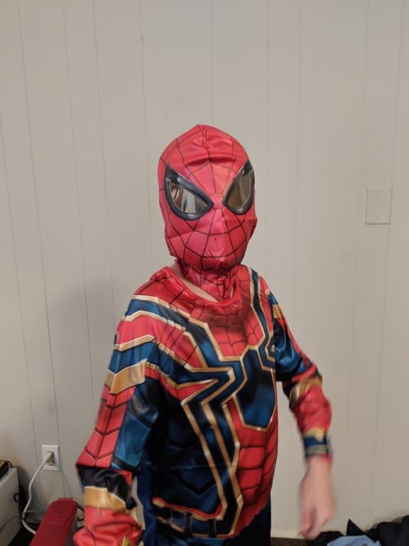 Kids Disney Marvel Infinity War Iron Spider Man Peter Parker Blue Red Jumpsuit with Mask Halloween Costume Assorted Sizes Party City