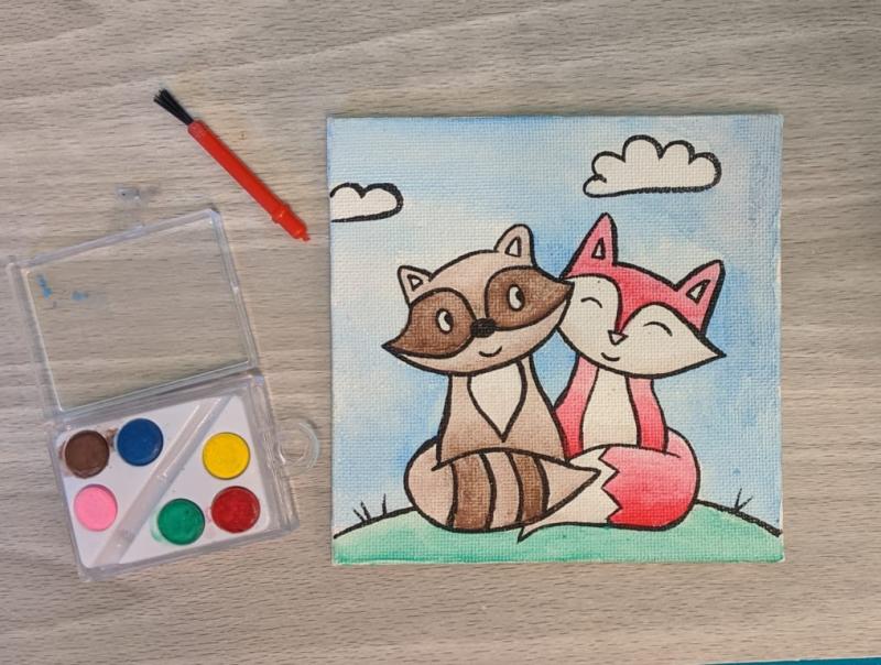 The black outlines are acrylic, but the rest is all from this paint set!