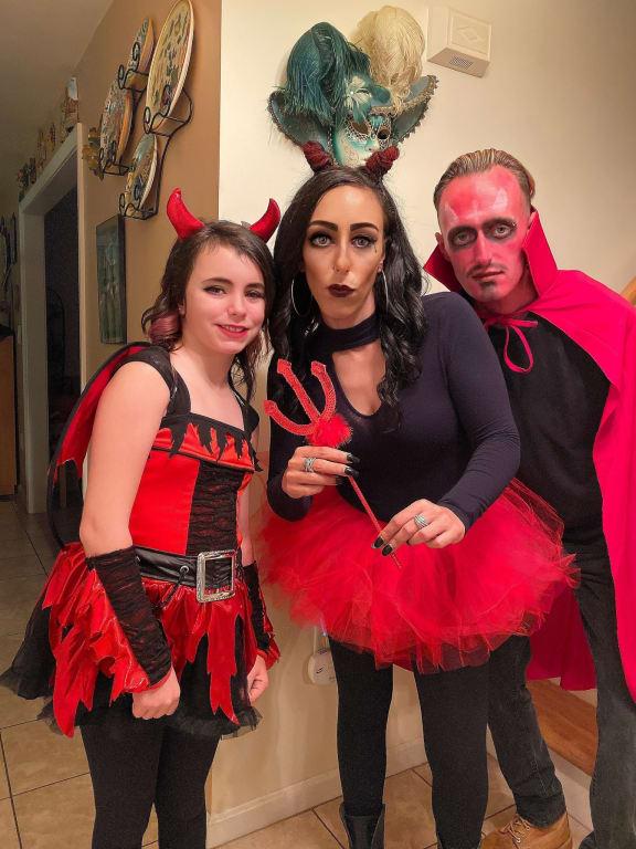 Our matching devil accessories from Party City too.