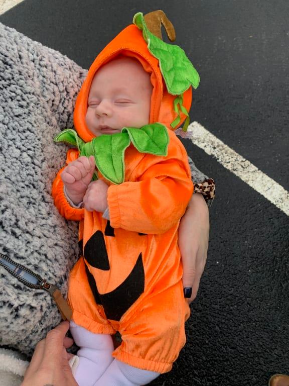 Infant Pumpkin Orange Jumpsuit with Hat Halloween Costume