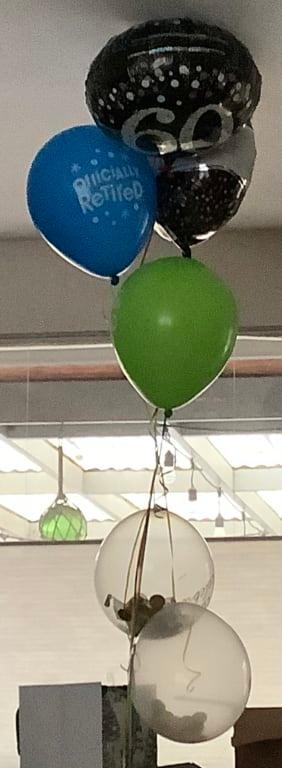 Confetti balloons less than 24 hours after being filled with helium