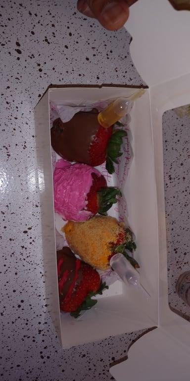 Inserted into some of the strawberries