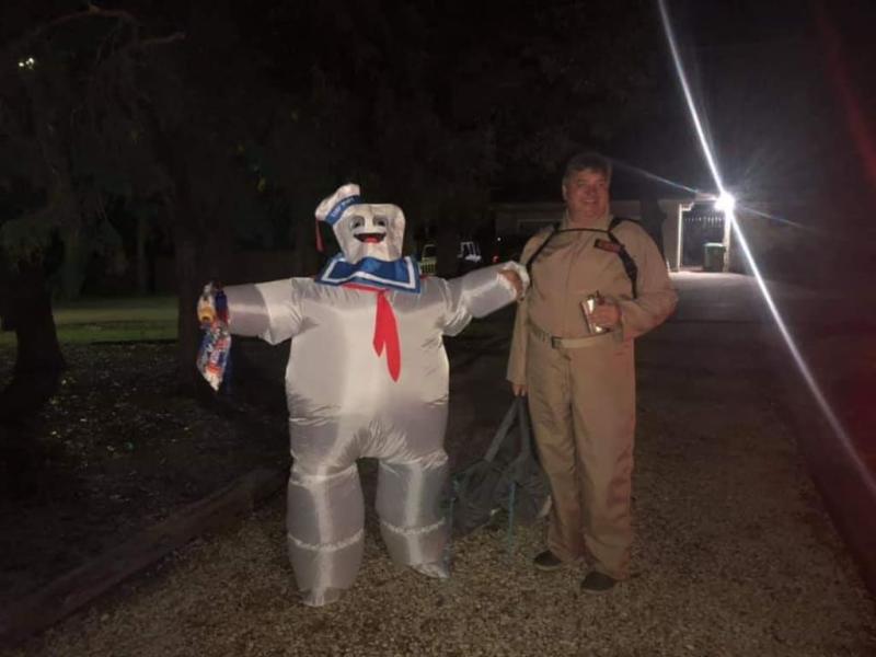 Men's Ghostbusters Tan Jumpsuit with a Proton Pack Backpack