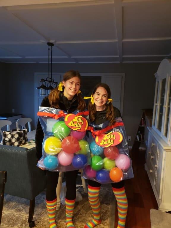 Sporting our Party City socks on Halloween!